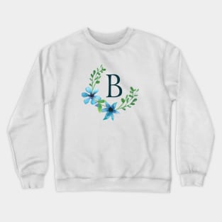 Floral Monogram B Pretty Blue Flower Crewneck Sweatshirt